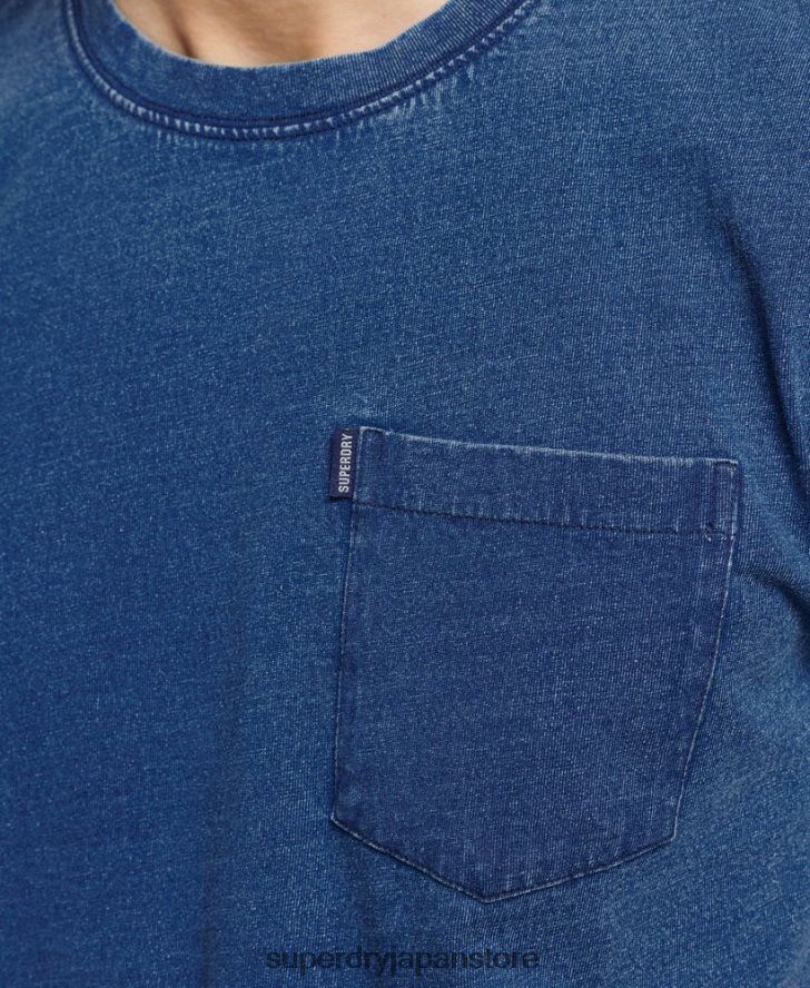 オーガニックコットン ヴィンテージ インディゴ Tシャツ 男性 Superdry 衣類 青 2J62PZ4847