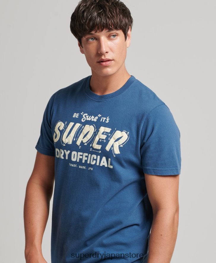 ヴィンテージサインライターTシャツ 男性 Superdry 衣類 青 2J62PZ4850