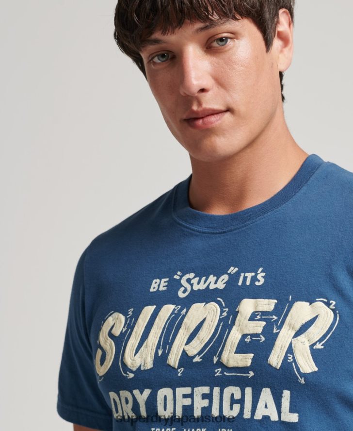 ヴィンテージサインライターTシャツ 男性 Superdry 衣類 青 2J62PZ4850