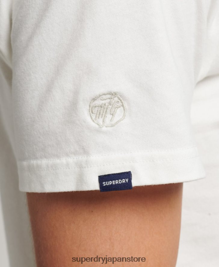 スクリプトロゴ エンブロイダリー Tシャツ 男性 Superdry 衣類 クリーム 2J62PZ4851