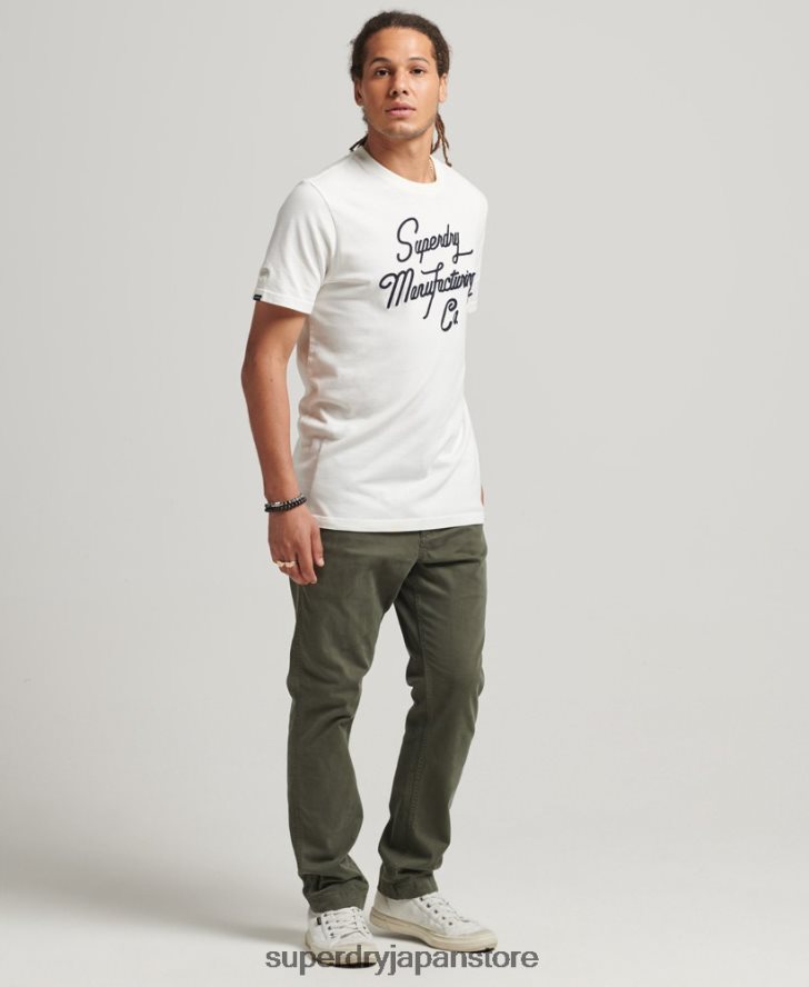 スクリプトロゴ エンブロイダリー Tシャツ 男性 Superdry 衣類 クリーム 2J62PZ4851