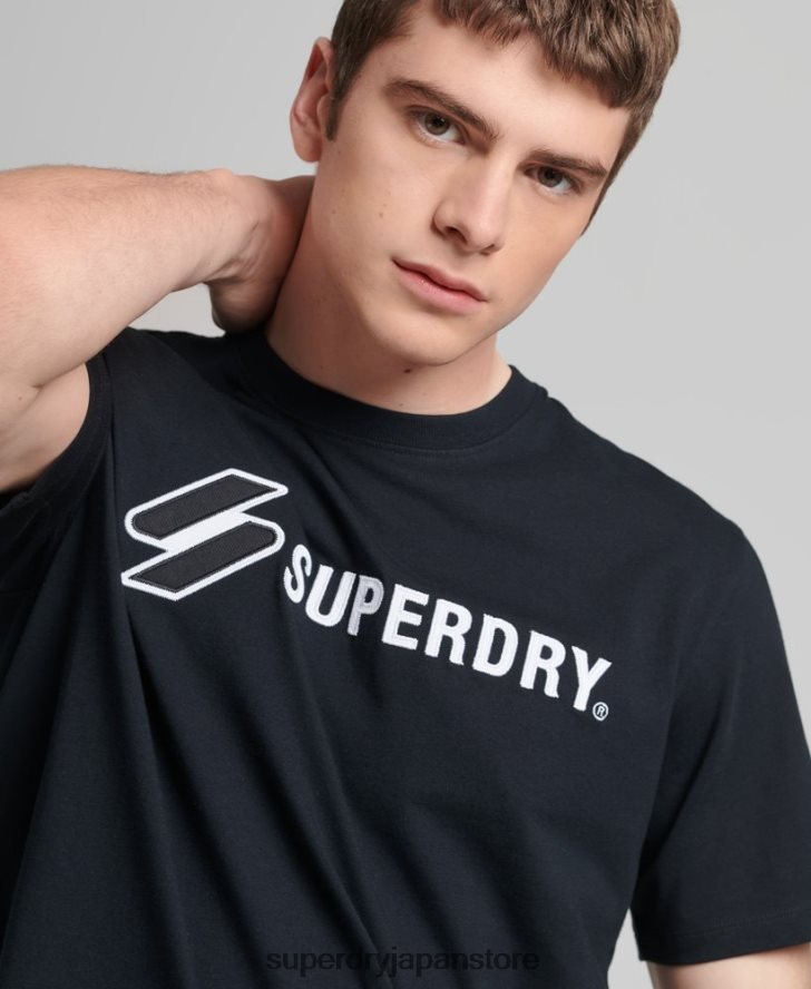 ロゴアップリケ ルーズTシャツ 男性 Superdry 衣類 黒 2J62PZ4852