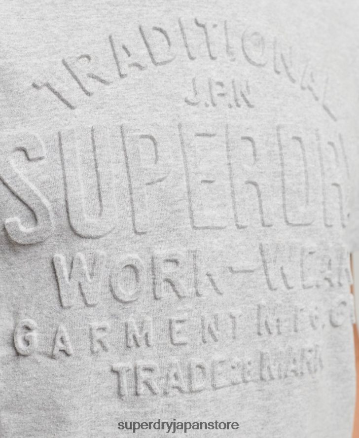 スクリプトスタイル エンボス Tシャツ 男性 Superdry 衣類 グレー 2J62PZ4855