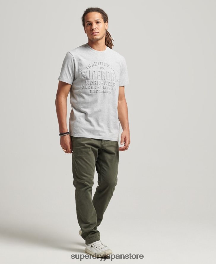 スクリプトスタイル エンボス Tシャツ 男性 Superdry 衣類 グレー 2J62PZ4855