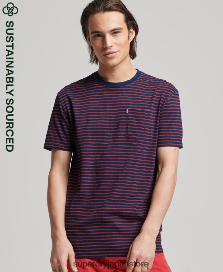 ヴィンテージ インディゴ ストリップ T シャツ 男性 Superdry 衣類 赤 2J62PZ4856