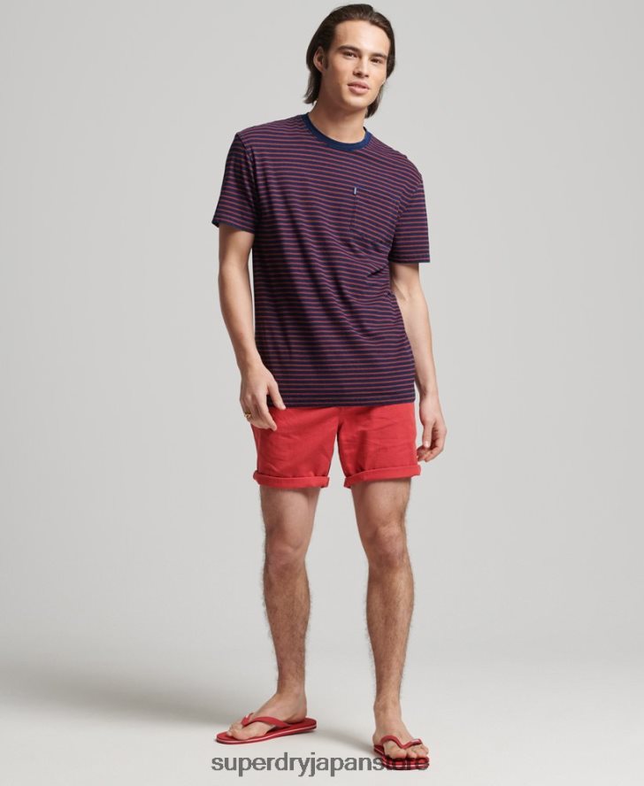 ヴィンテージ インディゴ ストリップ T シャツ 男性 Superdry 衣類 赤 2J62PZ4856
