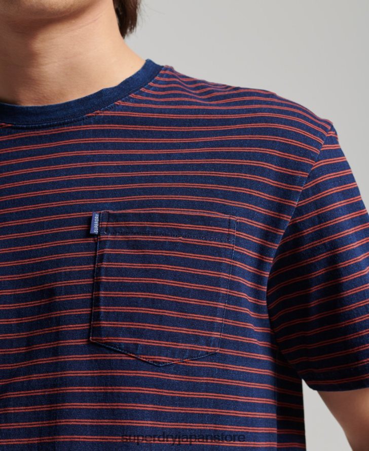 ヴィンテージ インディゴ ストリップ T シャツ 男性 Superdry 衣類 赤 2J62PZ4856