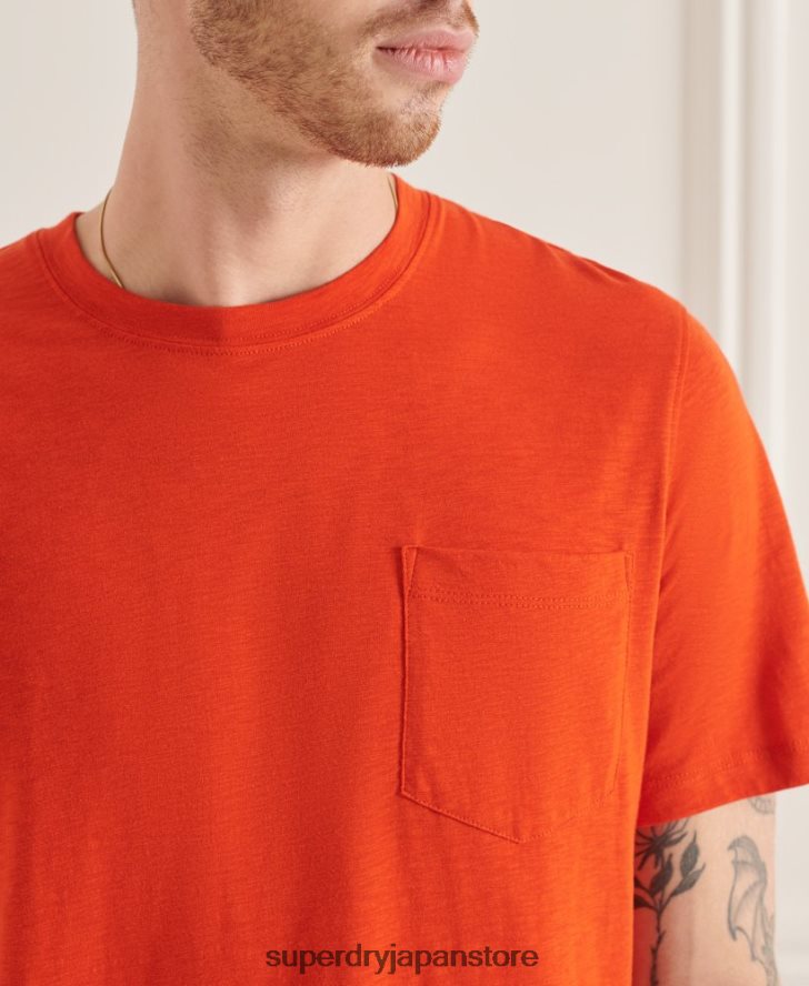 オーガニックコットン クルーネック スラブポケット Tシャツ 男性 Superdry 衣類 オレンジ 2J62PZ4859