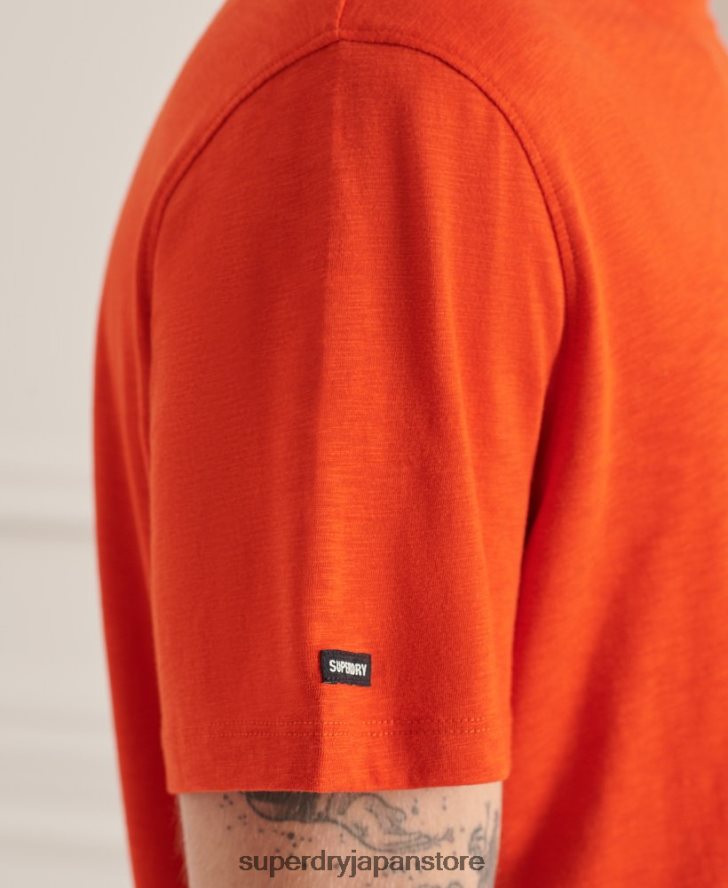 オーガニックコットン クルーネック スラブポケット Tシャツ 男性 Superdry 衣類 オレンジ 2J62PZ4859