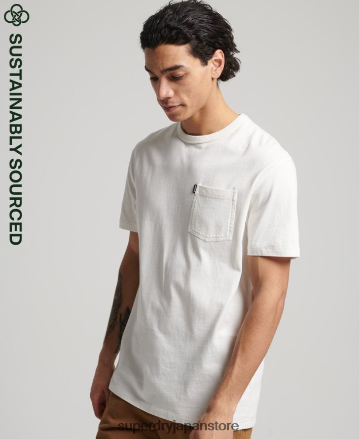 オーガニックコットン ヴィンテージ サーファー ランチェロ Tシャツ 男性 Superdry 衣類 白 2J62PZ4861