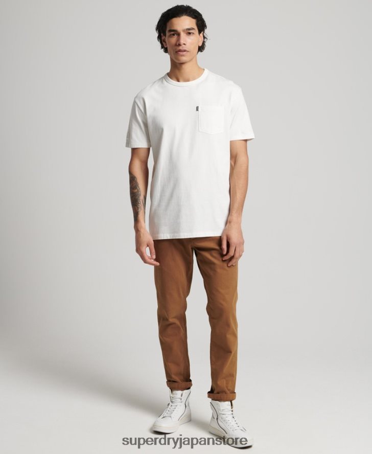 オーガニックコットン ヴィンテージ サーファー ランチェロ Tシャツ 男性 Superdry 衣類 白 2J62PZ4861