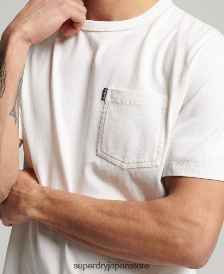 オーガニックコットン ヴィンテージ サーファー ランチェロ Tシャツ 男性 Superdry 衣類 白 2J62PZ4861