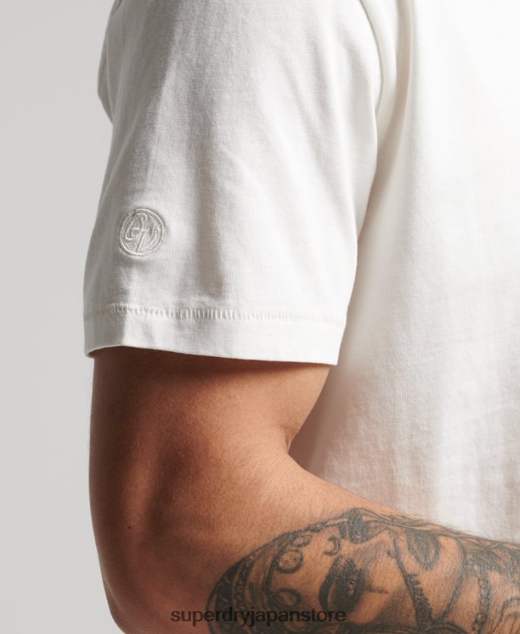 オーガニックコットン ヴィンテージ サーファー ランチェロ Tシャツ 男性 Superdry 衣類 白 2J62PZ4861