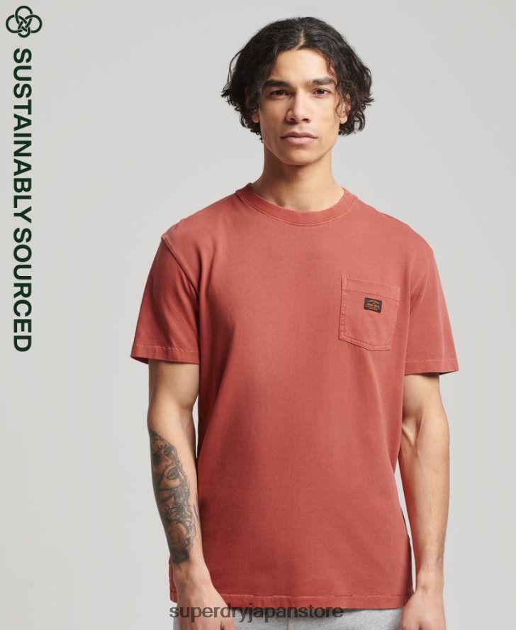 オーガニックコットン ヴィンテージ ワークウェア ポケット T シャツ 男性 Superdry 衣類 茶色 2J62PZ4864