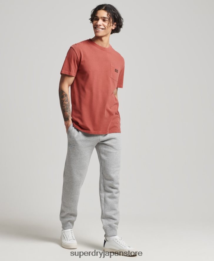 オーガニックコットン ヴィンテージ ワークウェア ポケット T シャツ 男性 Superdry 衣類 茶色 2J62PZ4864