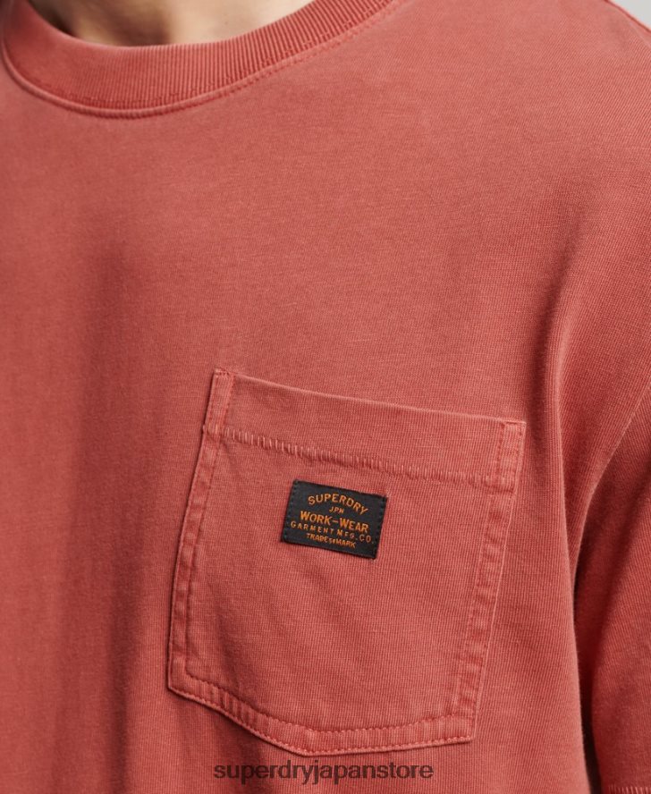 オーガニックコットン ヴィンテージ ワークウェア ポケット T シャツ 男性 Superdry 衣類 茶色 2J62PZ4864