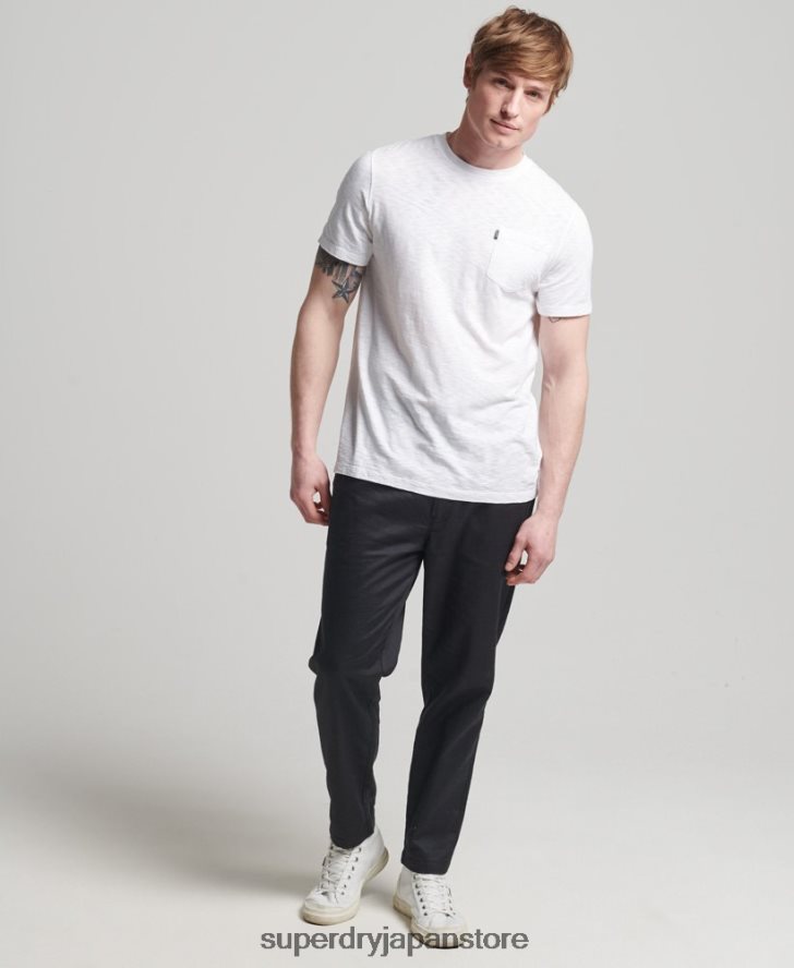 オーガニックコットン クルーネック スラブポケット Tシャツ 男性 Superdry 衣類 白 2J62PZ4865