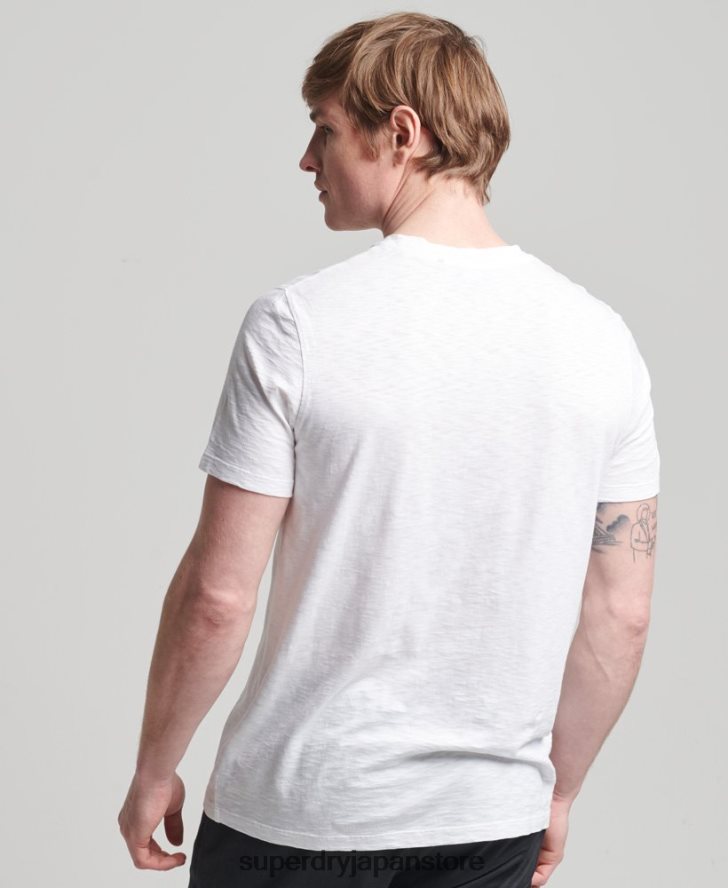 オーガニックコットン クルーネック スラブポケット Tシャツ 男性 Superdry 衣類 白 2J62PZ4865