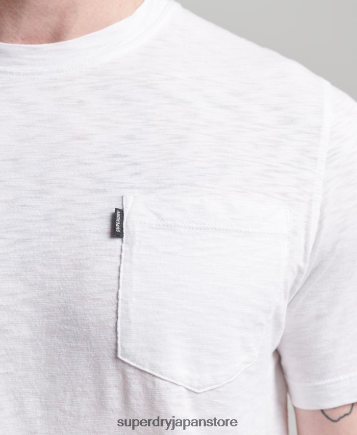 オーガニックコットン クルーネック スラブポケット Tシャツ 男性 Superdry 衣類 白 2J62PZ4865