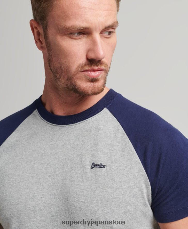 オーガニックコットン エッセンシャルロゴ ベースボール Tシャツ 男性 Superdry 衣類 海軍 2J62PZ4868
