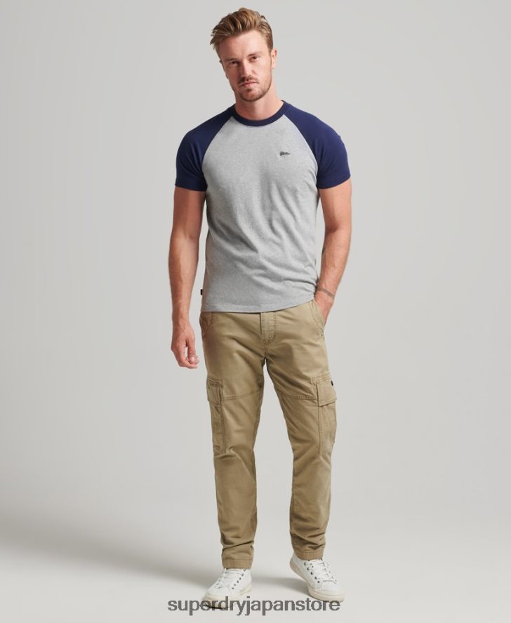 オーガニックコットン エッセンシャルロゴ ベースボール Tシャツ 男性 Superdry 衣類 海軍 2J62PZ4868