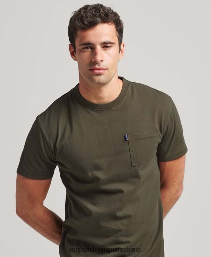 オーガニックコットン ポケットTシャツ 男性 Superdry 衣類 カーキ 2J62PZ4869