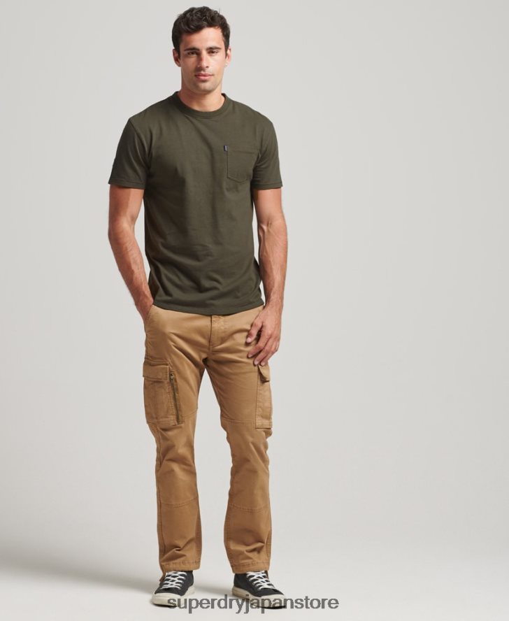 オーガニックコットン ポケットTシャツ 男性 Superdry 衣類 カーキ 2J62PZ4869