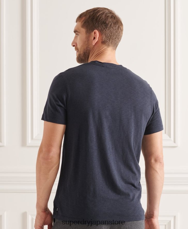 オーガニックコットン クルーネック スラブポケット Tシャツ 男性 Superdry 衣類 海軍 2J62PZ4871