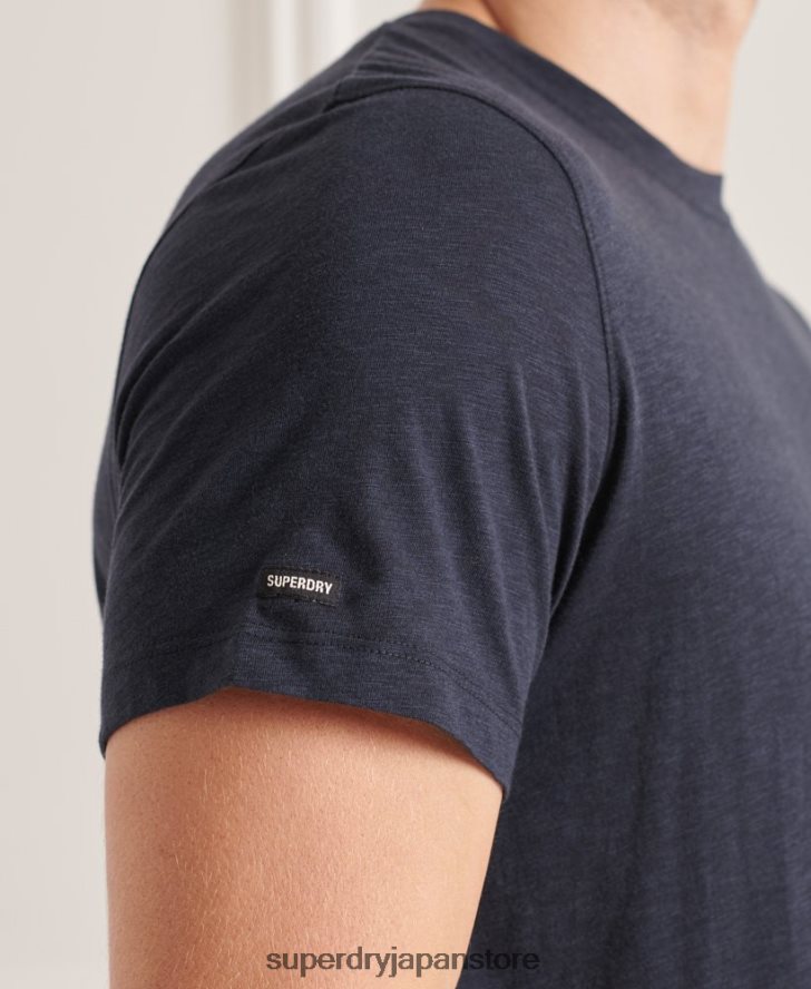 オーガニックコットン クルーネック スラブポケット Tシャツ 男性 Superdry 衣類 海軍 2J62PZ4871