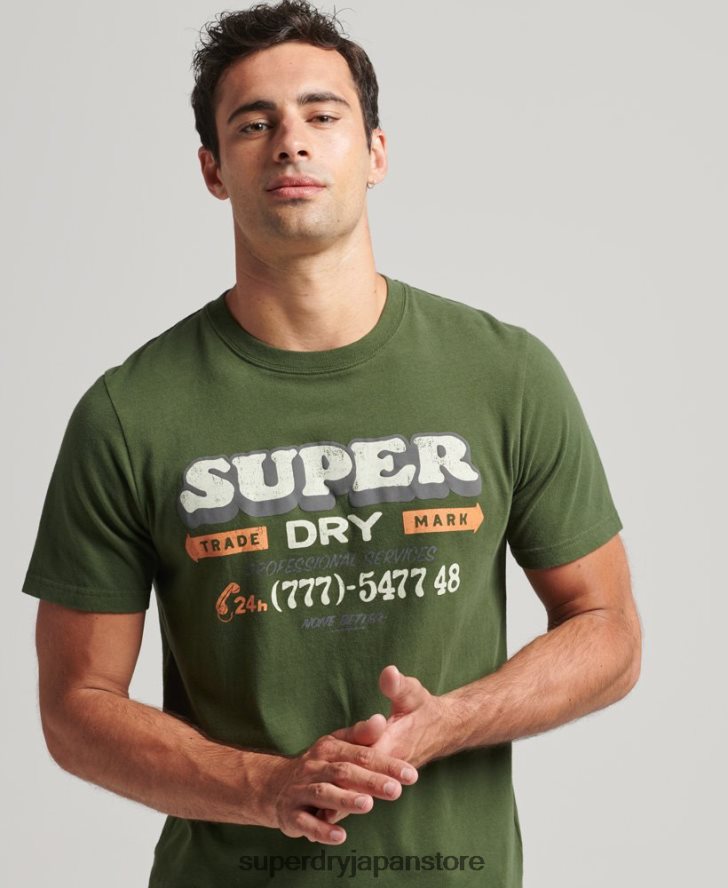 ヴィンテージサインライターTシャツ 男性 Superdry 衣類 グレー 2J62PZ4874