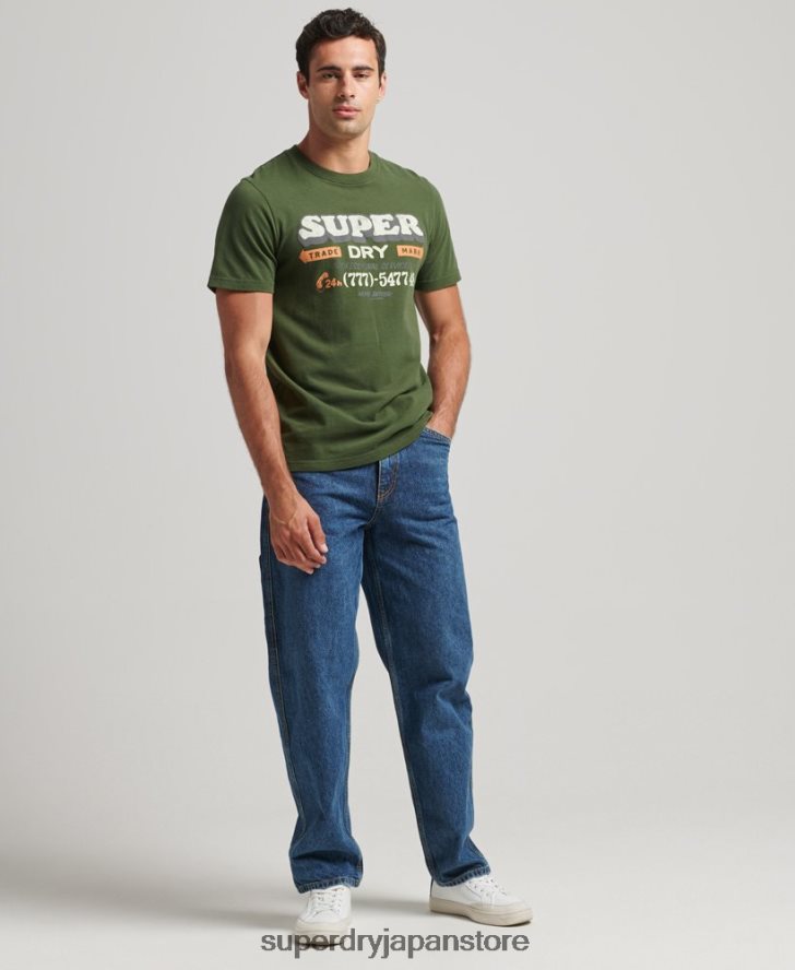 ヴィンテージサインライターTシャツ 男性 Superdry 衣類 グレー 2J62PZ4874