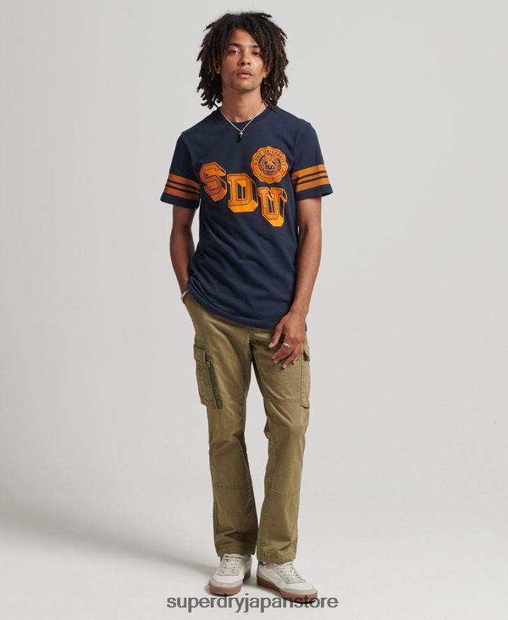 アスレチックカレッジグラフィックTシャツ 男性 Superdry 衣類 海軍 2J62PZ4875