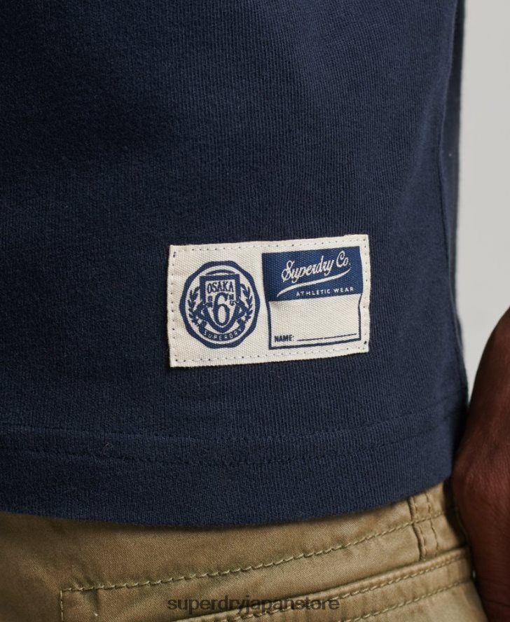 アスレチックカレッジグラフィックTシャツ 男性 Superdry 衣類 海軍 2J62PZ4875