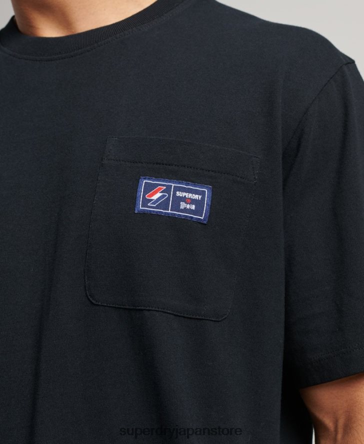 オーガニックコットン ロゴポケットTシャツ 男性 Superdry 衣類 黒 2J62PZ4891
