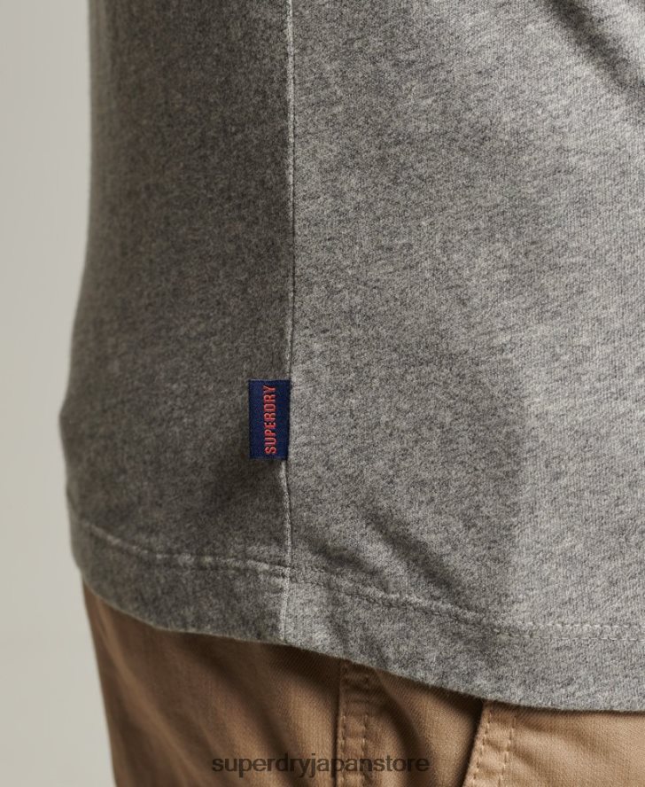 オーガニックコットン エッセンシャルロゴ リンガーTシャツ 男性 Superdry 衣類 ライトグレー 2J62PZ4898