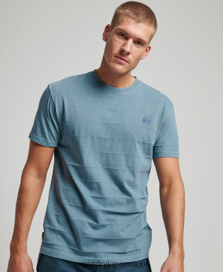 オーガニックコットンのヴィンテージテクスチャーTシャツ 男性 Superdry 衣類 青 2J62PZ48