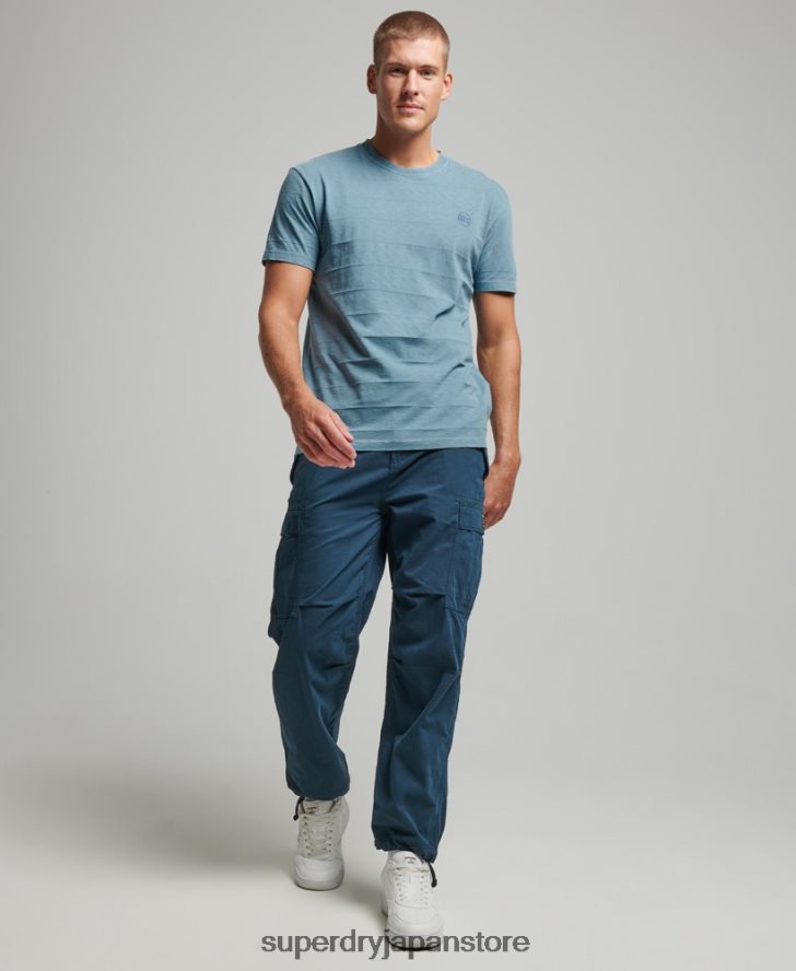 オーガニックコットンのヴィンテージテクスチャーTシャツ 男性 Superdry 衣類 青 2J62PZ48