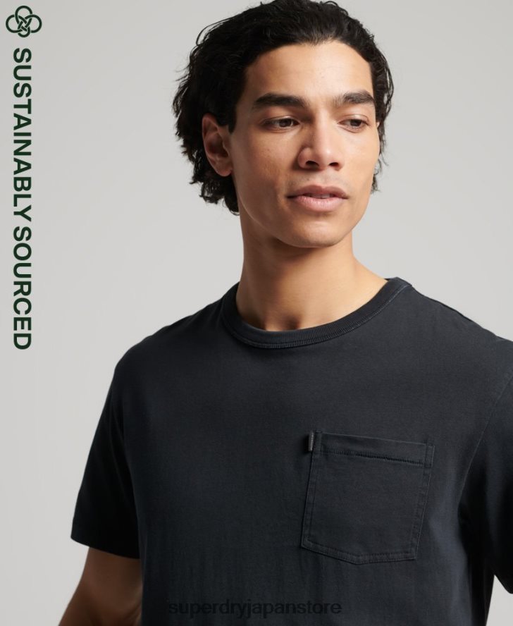 オーガニックコットン ヴィンテージ サーファー ランチェロ Tシャツ 男性 Superdry 衣類 黒 2J62PZ4902