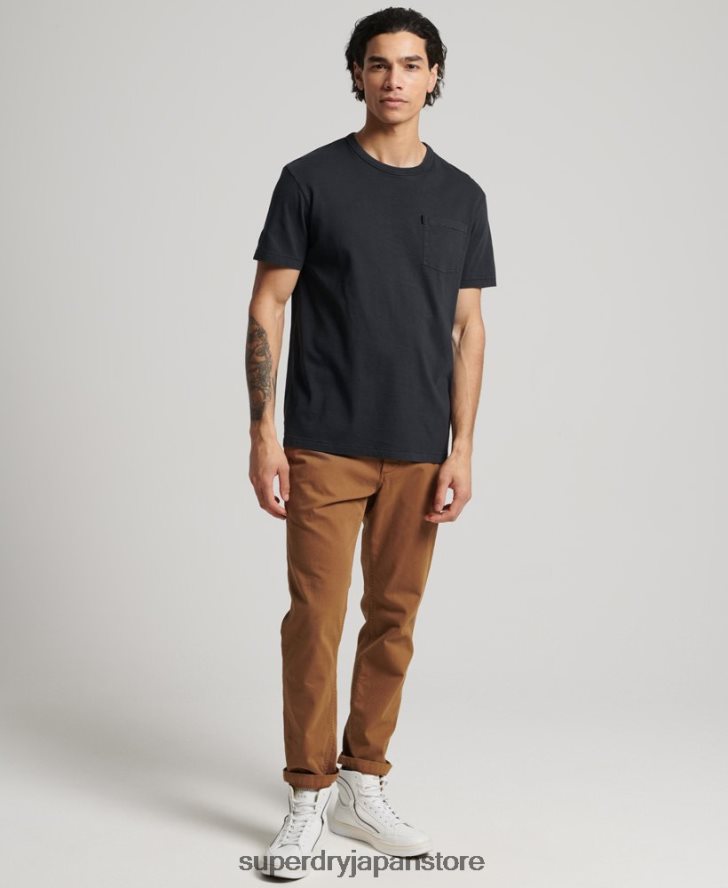 オーガニックコットン ヴィンテージ サーファー ランチェロ Tシャツ 男性 Superdry 衣類 黒 2J62PZ4902