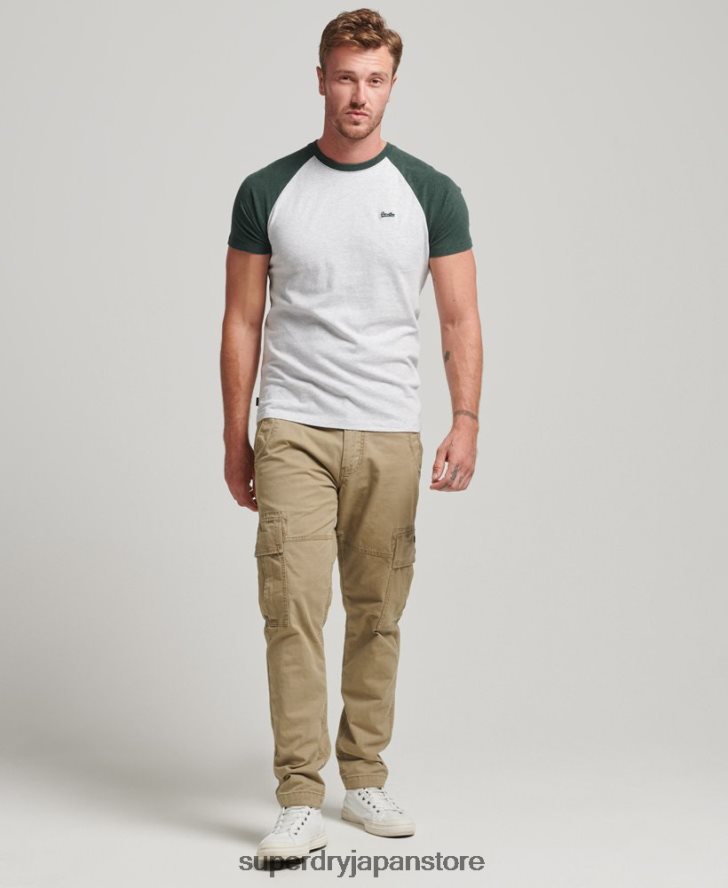 オーガニックコットン エッセンシャルロゴ ベースボール Tシャツ 男性 Superdry 衣類 緑 2J62PZ4903