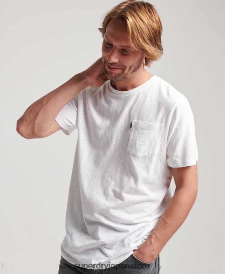 オーガニックコットン ポケットTシャツ 男性 Superdry 衣類 白 2J62PZ4904