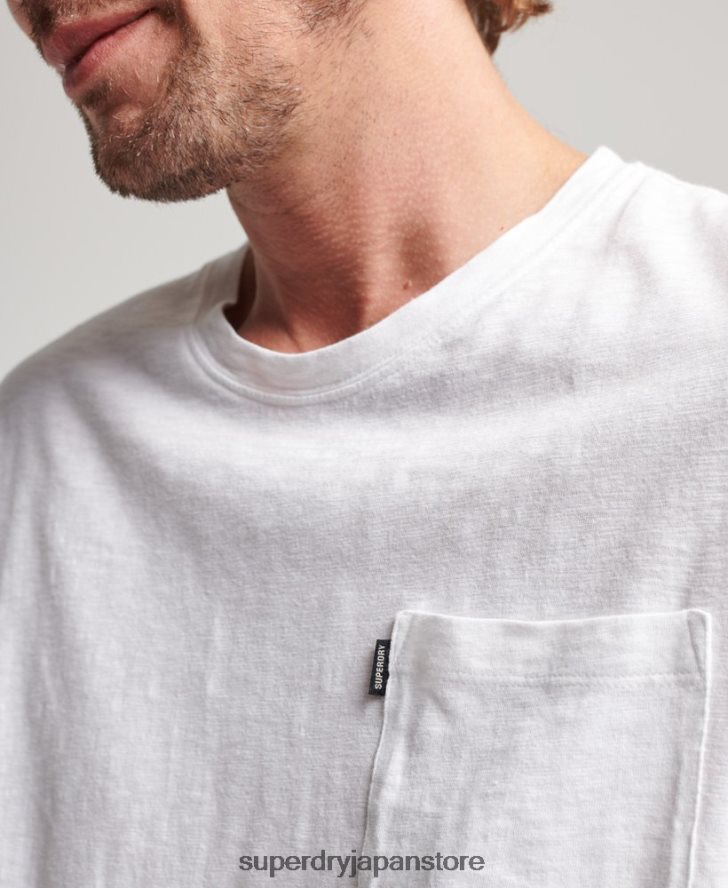 オーガニックコットン ポケットTシャツ 男性 Superdry 衣類 白 2J62PZ4904