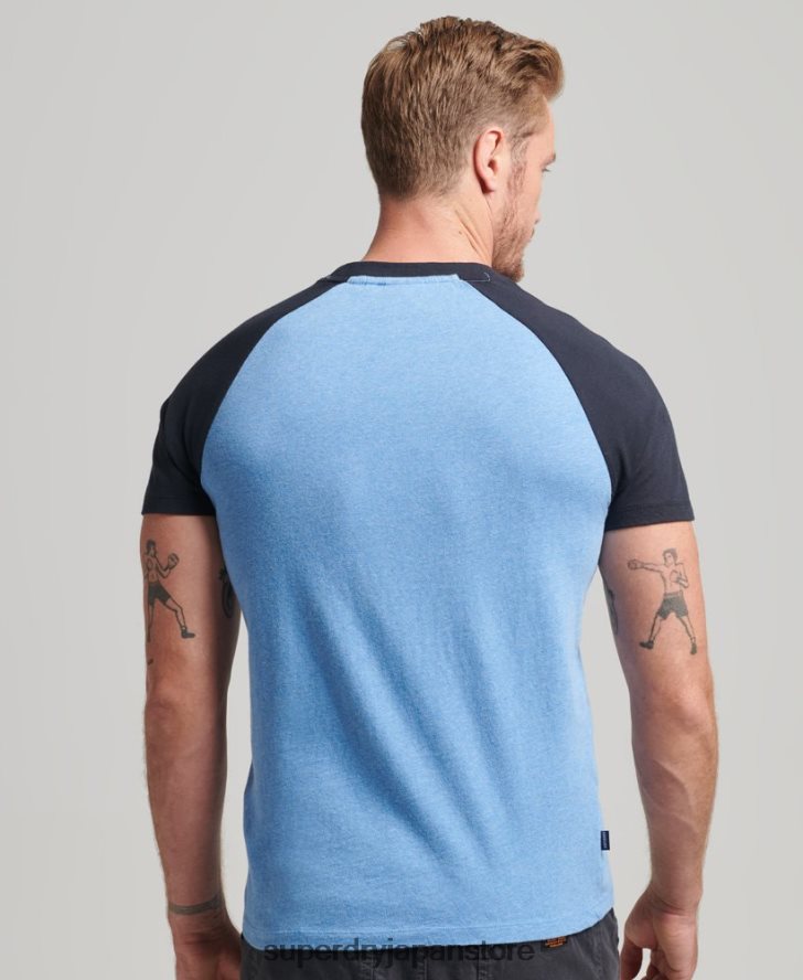 オーガニックコットン エッセンシャルロゴ ベースボール Tシャツ 男性 Superdry 衣類 青 2J62PZ4907