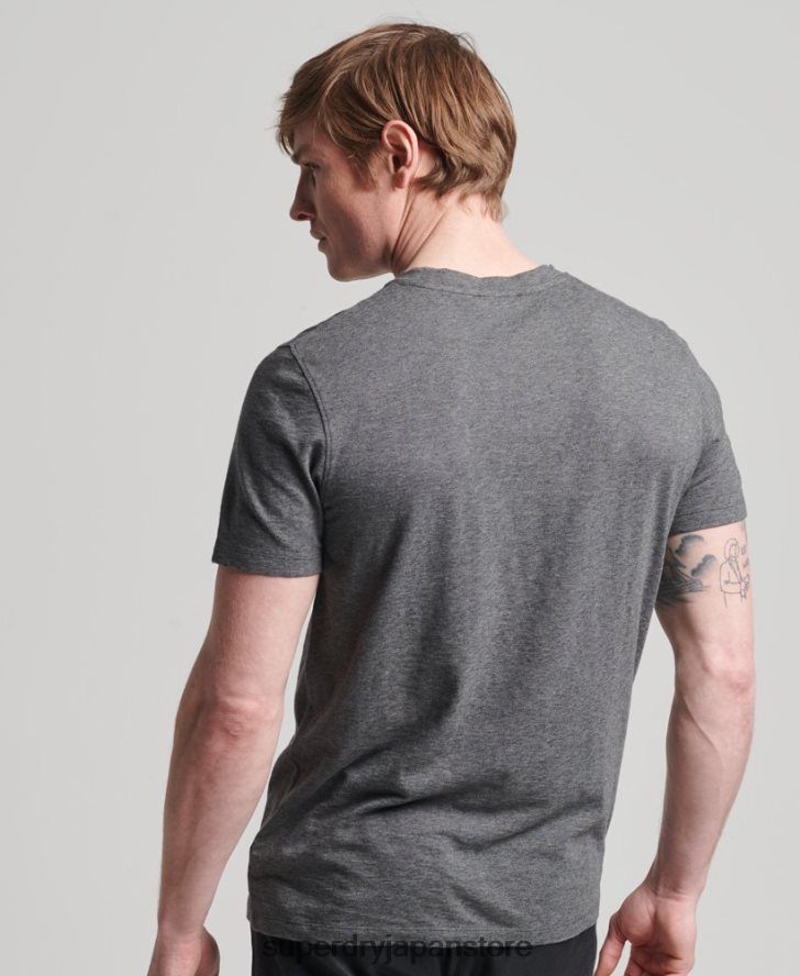 オーガニックコットン クルーネック スラブポケット Tシャツ 男性 Superdry 衣類 濃い灰色 2J62PZ4910