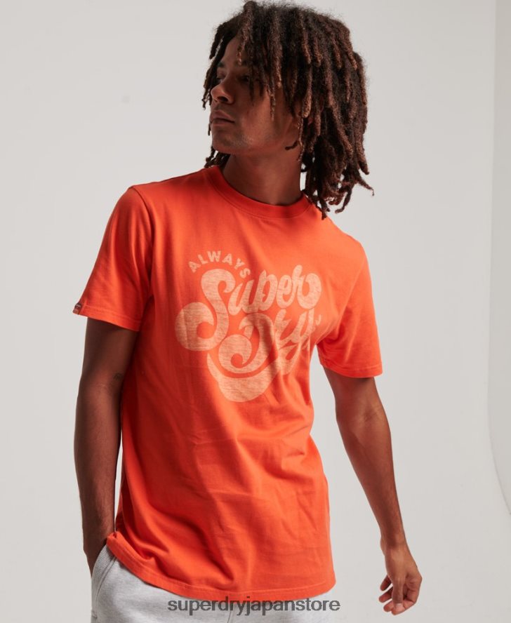 ノスタルジアスクリプトTシャツ 男性 Superdry 衣類 オレンジ 2J62PZ4911