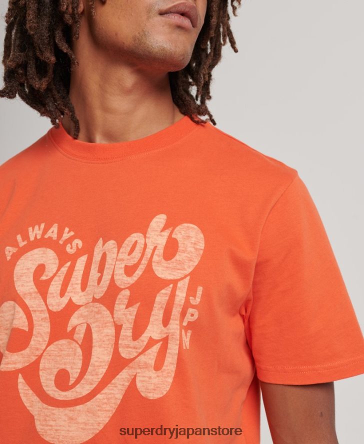 ノスタルジアスクリプトTシャツ 男性 Superdry 衣類 オレンジ 2J62PZ4911
