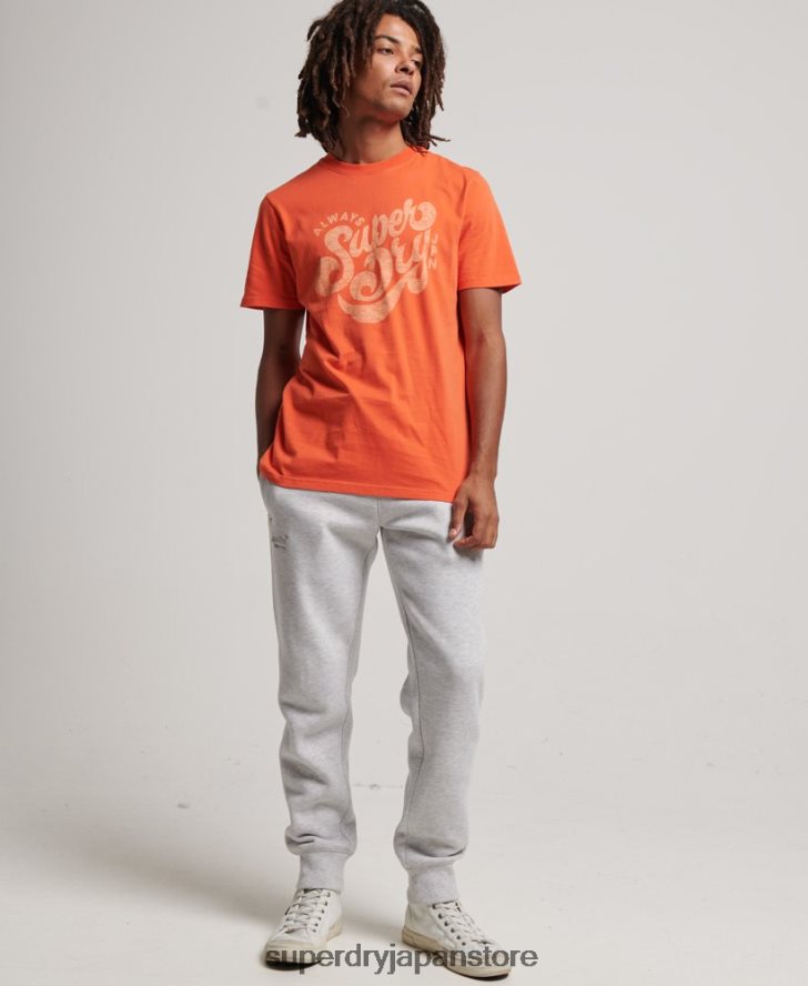 ノスタルジアスクリプトTシャツ 男性 Superdry 衣類 オレンジ 2J62PZ4911
