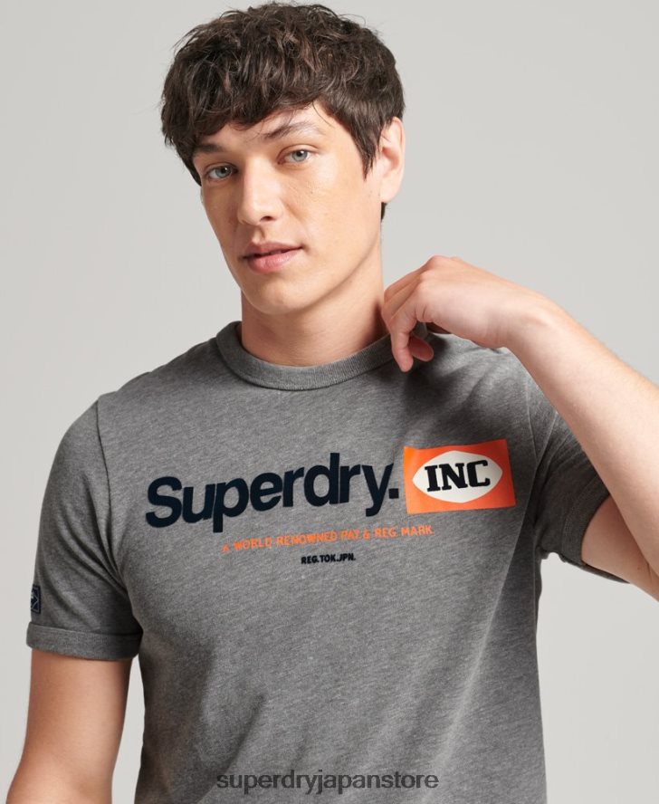 コアロゴグラフィックリンガーTシャツ 男性 Superdry 衣類 グレー 2J62PZ4912
