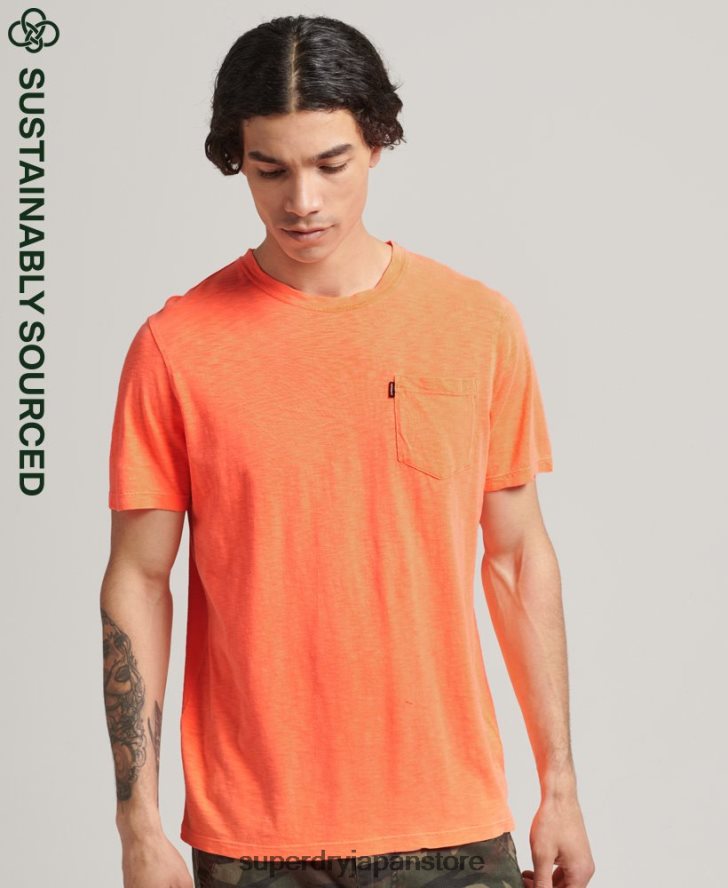 オーガニックコットン クルーネック スラブポケット Tシャツ 男性 Superdry 衣類 オレンジ 2J62PZ4918