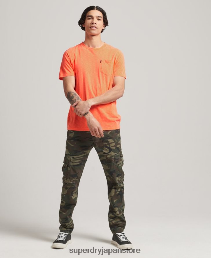 オーガニックコットン クルーネック スラブポケット Tシャツ 男性 Superdry 衣類 オレンジ 2J62PZ4918
